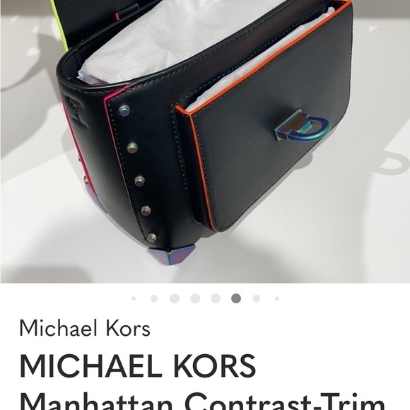 Michael Kors Black Satchel with Orange Handle with matching crossbody strap - Picture 4 of 7